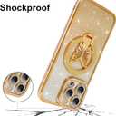 BITOBE Designed for iPhone 16 Pro Max, Cute 3D Butterfly Case Slim Plating Glitter Bling Luxury Rhinestone Cover with Kickstand for Women Girls Protective Camera Protection Bumper 6.9" Gold