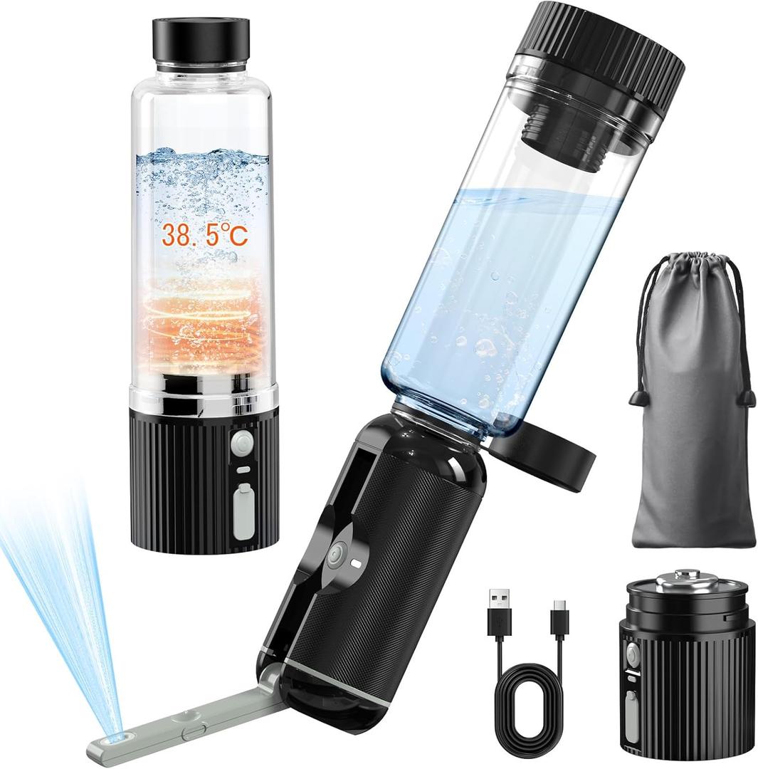 Heated Portable Bidet for Travel, JUTIMER 7500mAh Rechargeable Travel Bidet Sprayer with 200ml Bottle, Waterproof Handheld Bidet for Personal Hygiene Cleaning