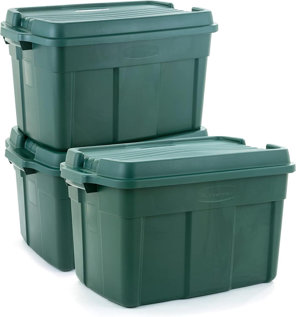 Rubbermaid 3 Pack High Top Storage Containers for Garage and Home Use, 37 Gallon (37 Gal (Pack of 3))
