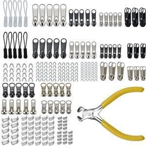 253Pcs Zipper Repair Kit Replacement with Installation Pliers Tool and Zipper Extension Pulls for Sleeping Bags Jacket Tent Luggage Backpacks Boots