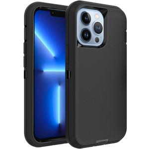 Case for iPhone 13 Pro Max, Heavy-Duty Tough Rugged Shockproof Drop Protective Cover Phone Cases, Black