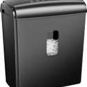 Locksworth 8-Sheet Micro Cut Paper Shredder P-4 High Security for Home Office Use with Handle, Shreds Credit Card/Staple 4 Gallons(Black) Visual Window Wastebasket