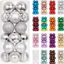XmasExp 24ct Christmas Ball Ornaments Shatterproof Christmas Ornaments Set Decorations for Xmas Tree Balls 40mm/1.57 (1.57'', Silver)