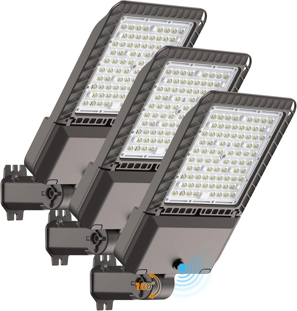 240W LED Parking Lot Light 60000Lm 6000K Street Light Dusk to Dawn Photocell IP65 Waterproof Commercial Outdoor Lighting 11 Years Lifespan for Parking Street Roadway Yard Warehouse Garage 3 Pack