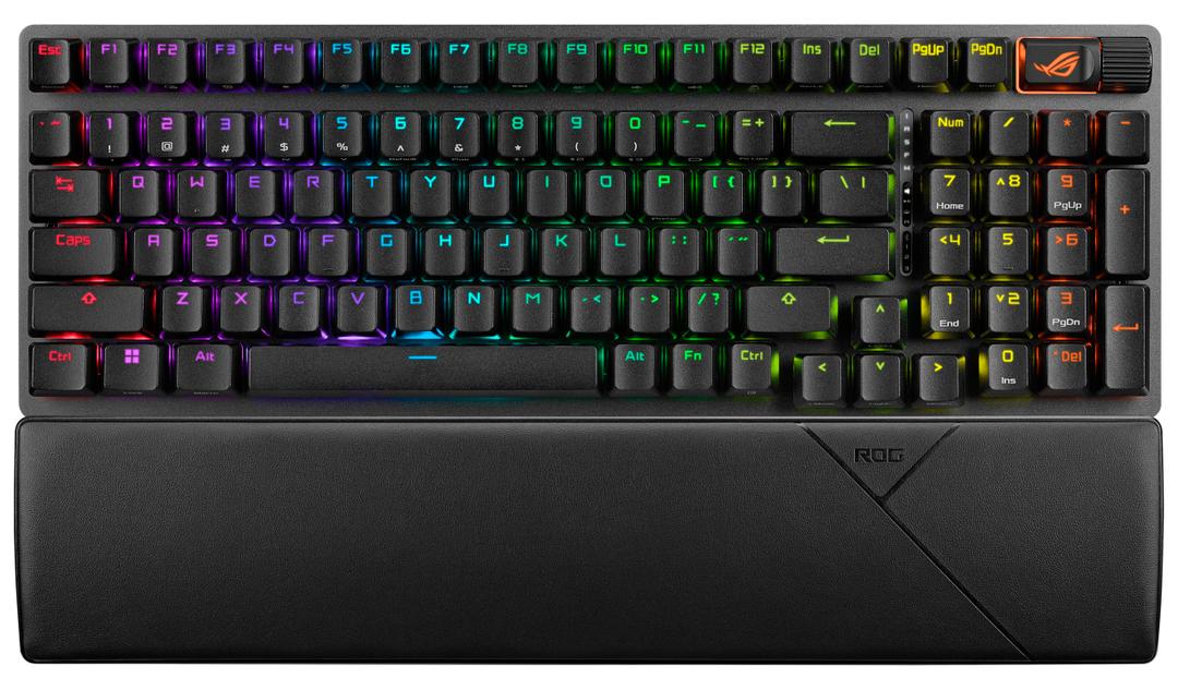 ASUS ROG Strix Scope II 96 Wireless Mechanical Gaming Keyboard – 96% Full-Size, Tri-Mode Connectivity, Hot Swappable Pre-lubed ROG NX Storm Clicky Switches, PBT Keycaps, RGB, PC/Mac Support - Black