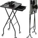 Salon Folding Tray, Folding Salon Rolling Tray on Wheels, Color Tray for Hair Esthetician&Stylist,Tattoo Cart, Beauty