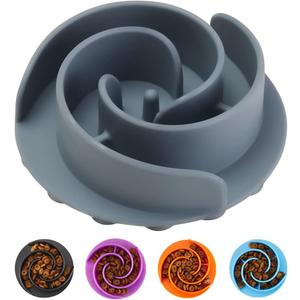 Slow Feeder Dog Bowls Insert, Animire Soft Silicone Slow Eating Food Bowl Size: M (Grey)