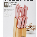 Farber Pink 14 Piece Soft Grip Cutlery Set