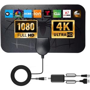 2025 TV Antenna Digital Indoor Outdoor- Supports 8K 4K 1080P, 1500+ Miles Long Range HDTV Antenna, for Smart TV, Amplified HDTV for Free Channel-18FT Coax Cable