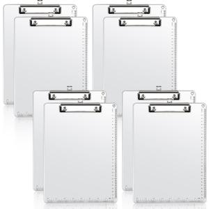 Henoyso 8 Pieces Metal Clipboard Bulk Heavy Duty Aluminum Document Holder with Scale A4 Letter Size Metal Clip Board Office Low Profile Clip for Office School, 12.5 x 9 Inch