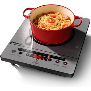 Single Burner Electric Cooktop, Portable Electric Stove 110v with plug, Touch Control, Safety Lock, Timer, Kitchen Cooking Cooktop With 9 Power Levels, 1800W(Grey)