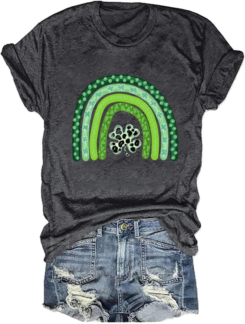 Yimoya Womens Feelin Willie Lucky T-Shirt Casual Shamrock St Patrick's Day Shirt Irish Tees (S)