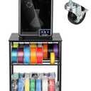 AHOWPD 3D Printer Stand with Filaments Storage - 3D Printer Table Filament Storage Rack Heavy Duty 3D Cart Desk with Wheels for Workshop Studio Office (Black)