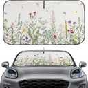 Summer Wildflowers Windshield Sun Shade Vintage Florals Car Shades for Front Windows Foldable Blocks Heat and UV Rays Sun Visor Protector Sunshade for Car Truck SUV (Wildflower, 63.8''L x 33.5''W)