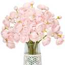 Letjolt Ranunculus Artificial Flower Pink Silk Flowers Faux DIY Bouquet for Wedding Engagement Centerpieces Arrangements Bridal Shower Decorations Home Decor 18pcs