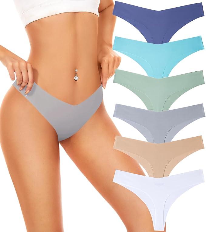 Seamless Underwear Women Pack No Show Thongs For Women Ladies Sexy Panties Underwear Breathable Comfortable 12 Pack, S