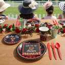Gerrii 250 Pcs Derby Day Party Supplies for 25 Guest, Horse Racing Party Tableware Set Run for The Roses Plates and Napkins Disposable Cups Forks Knives, Horse Theme Dinnerware Derby Race Decorations