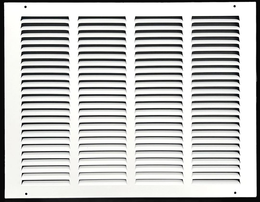 Fits 16x12 Duct Opening Stamped Steel Return Air Grille Vent Cover Grille for Sidewall and Ceiling in White Surface Dimensions: 17.75"W X 13.75"H (16" W x 12" H Duct Opening)
