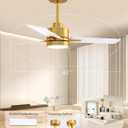 LANMEL 42'' Ceiling Fan with Lights and Remote, Low Profile Modern Ceiling Fan Gold, 6 Speed, Reversible, 3000k-6000k LED, Quiet DC Motor for Indoor Outdoor Bedroom Living Room