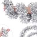 50FT Silver Tinsel Christmas Garland Metallic Twist Garland Shiny Hanging Tinsel for Christmas Tree Party Supplies Indoor Outdoor Home Xmas Decoration (Silver)