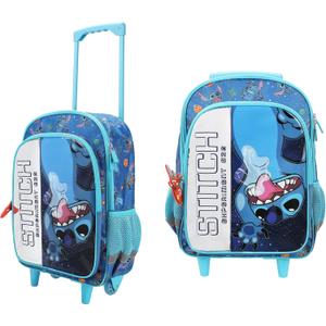 Disney's Stitch 16" Rolling Travel Backpack With Wheels And A Keychain