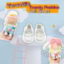 Doll Shoes Compatible with 17 cm Dolls, Versatile Doll Shoes with Custom Fit - Hook & Loop Fastening for Easy On/Off, Doll Accessories Secure for Bag Clip, No Doll(White)