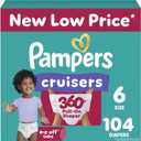 Pampers Diapers - Cruisers 360 - Size 6, 104 Count, Babyproof up to 100% Leakproof Pull-On Diaper