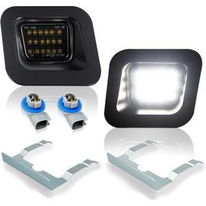 D-Lumina LED License Plate Lights with Clip Retainer Sockets for 2003-2018 Dodge Ram 1500 2500 3500 Pickup Truck, Smoked Lens Tag Lamp Powered by 18-SMD 6000K White with Load Resistors, Pack of 2