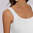 OwnTime Womens Tank Tops with Built in Bras Summer Square Neck Sleeveless Shirts Ribbed Fitted Basic Casual Tops White XXL