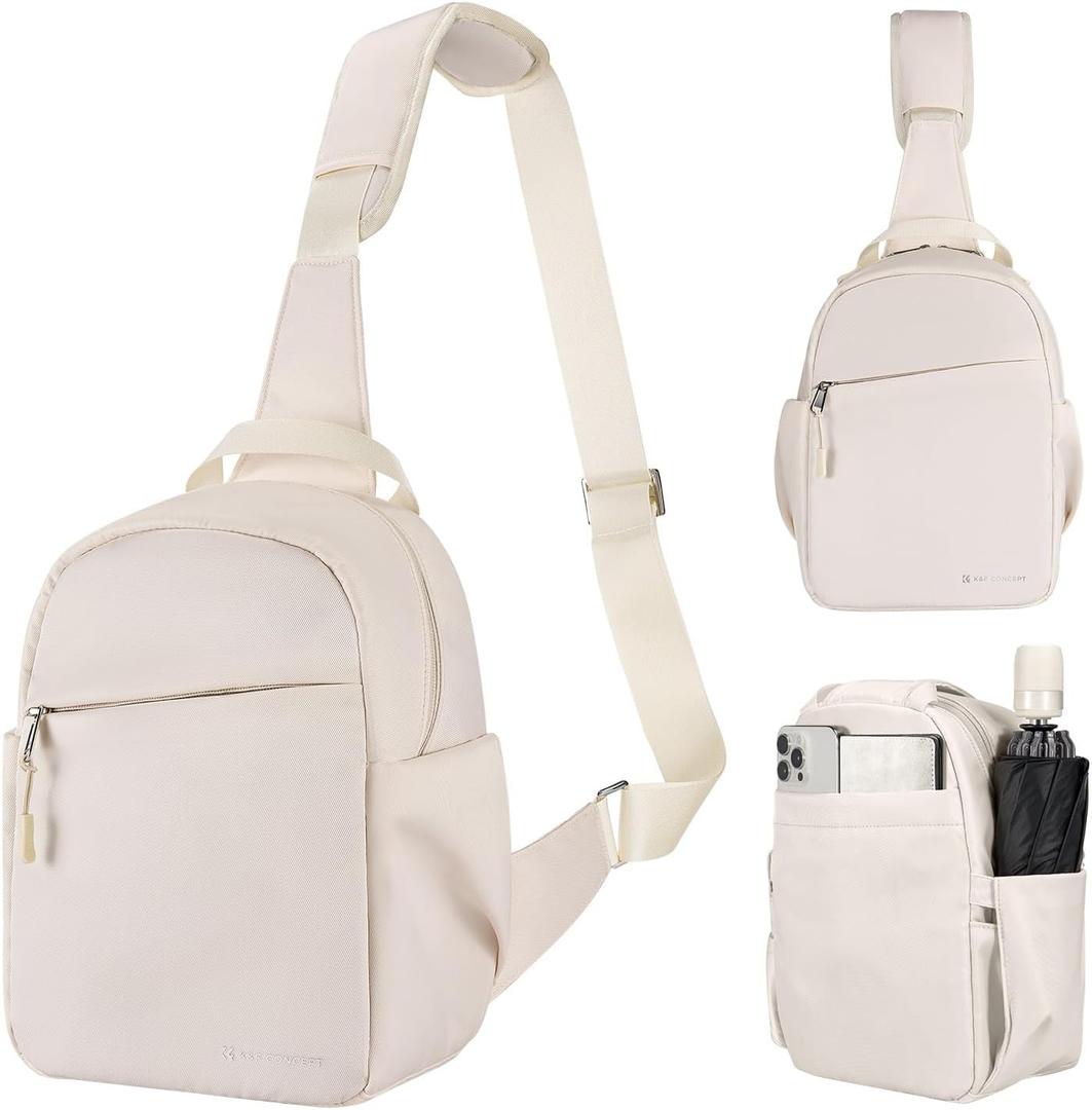 K&F Concept Camera Sling Bag Small Camera Crossbody Shoulder Backpack DSLR/SLR/Mirrorless Camera Compact Case Photography Bags (5L, Beige)
