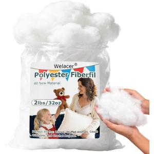 2lbs/32oz Polyfill Stuffing, Polyester Pillow Stuffing Machine Washable, Premium White Fiberfill Soft and Comfortable for Crochet Animals, Pet Beds, Cloud Ceiling Projects