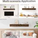 FINOSEN 60inch Fireplace Mantel Shelf with Hidden Storage MDF Wood Wall-Mounted Shelf, Farmhouse Floating Mantel for Fireplace or Living Room, DIY Assembly Required,Brown (60Lx8Dx7H)