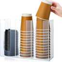 Cunhill 3 Compartments Acrylic Coffee Cup and Lid Dispenser Organizer Disposable Paper Cup Holder Coffee Shop Supplies Holder Storage for Station Home Countertop Bar Kitchen Party(Clear)