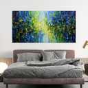 Modern Canvas Wall Art Decorations Green Abstract Wall Art Prints 24" X 48"