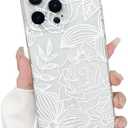 Lovmooful Compatible for iPhone 15 Pro Case Cute Clear Oil Flower Floral Leaf Design for Girls Women Soft TPU Shockproof Protective Girly for iPhone 15 Pro-Big Flower Leaf