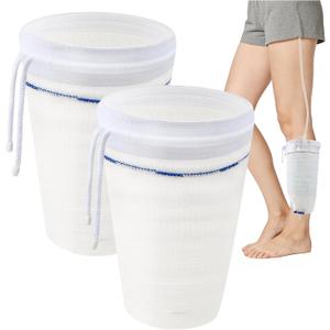 Catheter Leg Bags Holder with 2PCS, Catheter Stabilization Device for Men or Women, Drawstring Design to Secure Urine Bags for Legs(Medium Size)