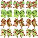 16 Red Green Christmas Bows Decoration, 6 Inch Large Wreaths Bows for Tree Gift Wrapping Garland, Christmas Bows Tree Dot Bows Ribbons Ornaments Christmas Wreath Decorations Wall Home Front Door Decor