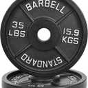Fitvids 2-Inch Olympic Cast Iron Weight Plate for Strength Training & Weightlifting, Multiple Sizes 45LBS 2 Packs
