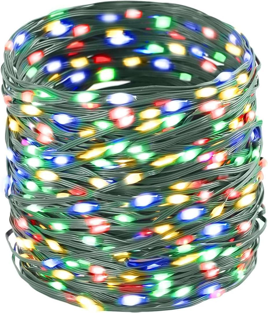 Tcamp 306FT 1000 LED Christmas Tree Lights Outdoor Indoor String Lights with Memory Timer Function, 8 Modes Green Wire Fairy String Light for Xmas Tree Holiday Party Decor (Multicolor)