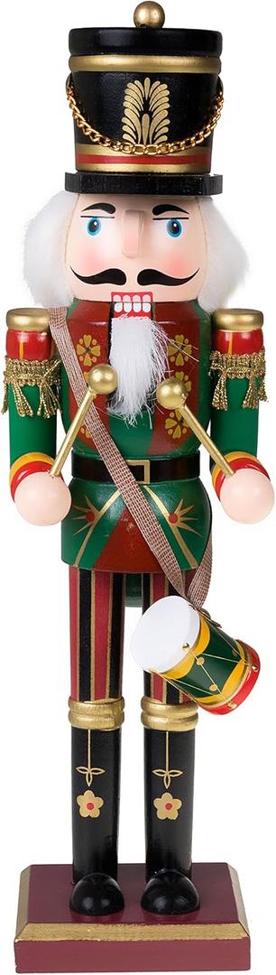 Clever Creations Green Drummer 12 Inch Traditional Wooden Nutcracker, Festive Christmas Dcor for Shelves and Tables
