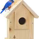 Wooden Bird Houses for Outside, Blue Bird Hanging Bird House for Garden Patio Decorative, Handmade Bluebird House Nesting Box Comes Fully Assembled, Size 6" x 6" x 9" - Made in USA