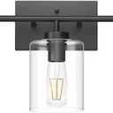 Aipsun 5 Lights Black Vanity Lights Fixtures Over Mirror with Clear Glass Shades Industrial Wall Light Fixture for Bathroom(Exclude Bulb) (39.8 inch)