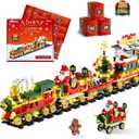 Advent Calendar 2025 Kids Boys Adult, 1122 PCS Christmas Train Building Toy Set with Led Lights, 24 Days Christmas Countdown Train Building Blocks Toy Set, Ideal Xmas Gift for Teen Boy
