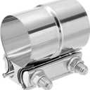 Uxcell 2" Exhaust Clamp, 304 Stainless Steel, Silver, 2" OD to 2" ID, Universal Widening Clamp
