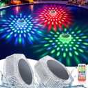 BUCASA Solar Floating Pool Lights, 2 Pack RGB LED Pool Lights with Remote, IP68 Waterproof Solar Powered Pool Lights for Inground/Above Ground Pools, Pond, Party Decor, Static & Dynamic Modes, Timer