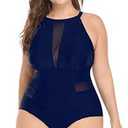 DACI classic Fashion Collection Blue women's one-piece swimsuit 18W  