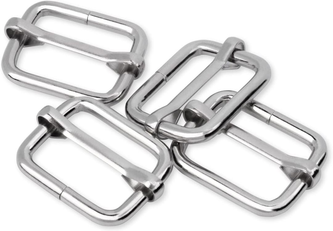 CooBigo 25 Pack 1 Inch Metal Adjustable Slide Buckles Tri-Glide Adjuster Suspender Strap Slider for Purse Bag Hardware Making Supplies Belt Backpack replacement Keeper(Silver)