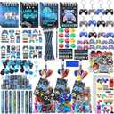 Sayglossy 371 Pcs Cool Video Game Party Favors Set Includes Gift Bags Pencils Notebook Sharpener Slap Bracelets Rings Keychains Tattoo Gaming Stickers Stamper Gamer Party Favors Birthday