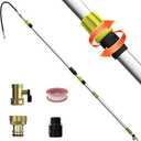 TONYINGO 24FT Reach 8-15FT Telescopic Pole Gutter Cleaning Tools from Ground, Up to 24FT Reach, Flexible Wand, Adjustable Flow for Garden, Roof Gutters, Leaves & Debris Removal