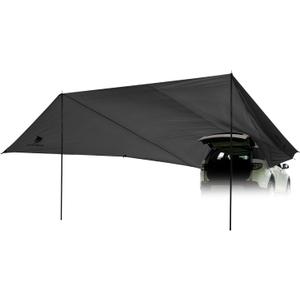 GEERTOP Large Car Awning Tarp for Camping Backpacking Tarp SUV Tailgate Truck Canopy Sun Shade Waterproof Outdoor Rear Vehicle Awning Shelter for Van, MPV, Campers (Charcoal Grey)